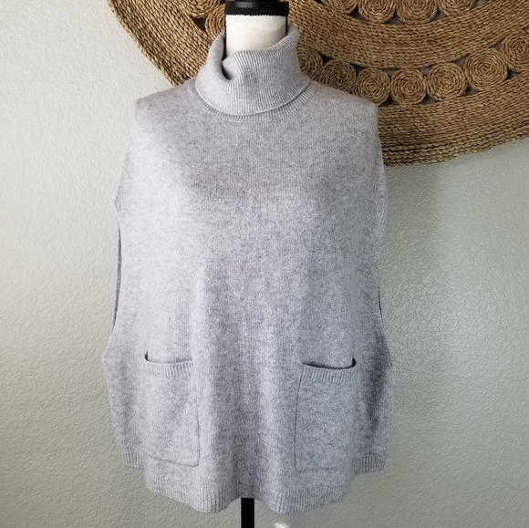 Tahari Sweaters - Tahari merino cashmere turtleneck poncho   H50